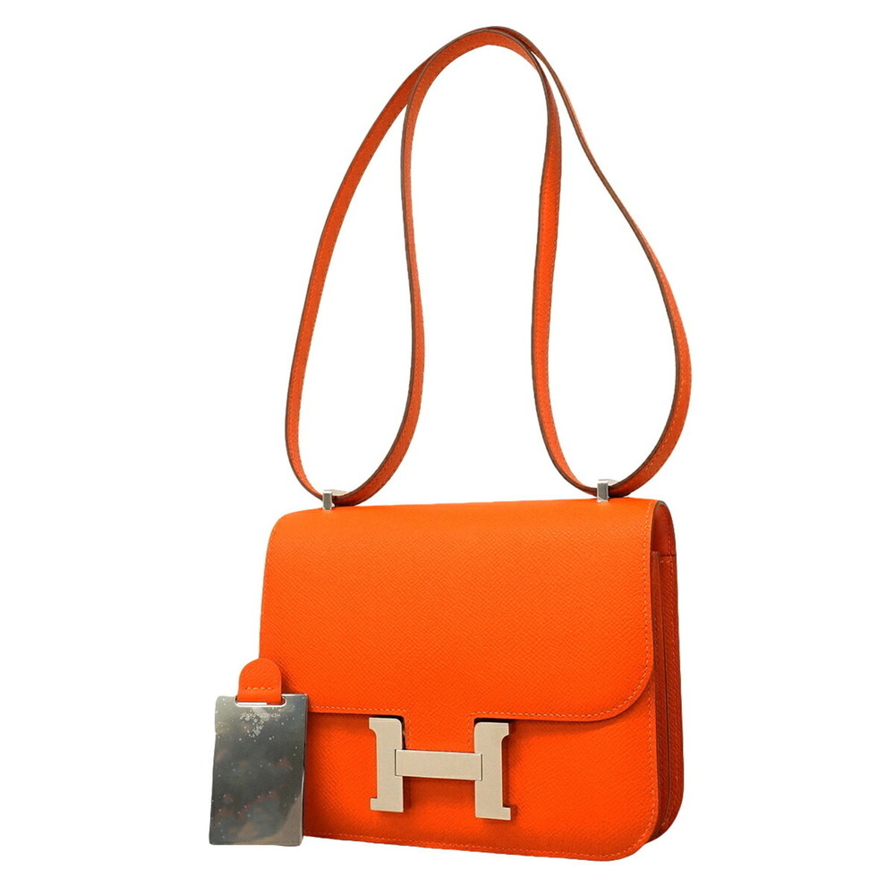 Hermes Constance Mini Shoulder Bag, Veau Epsom Leather, Feu G Stamp, Women's